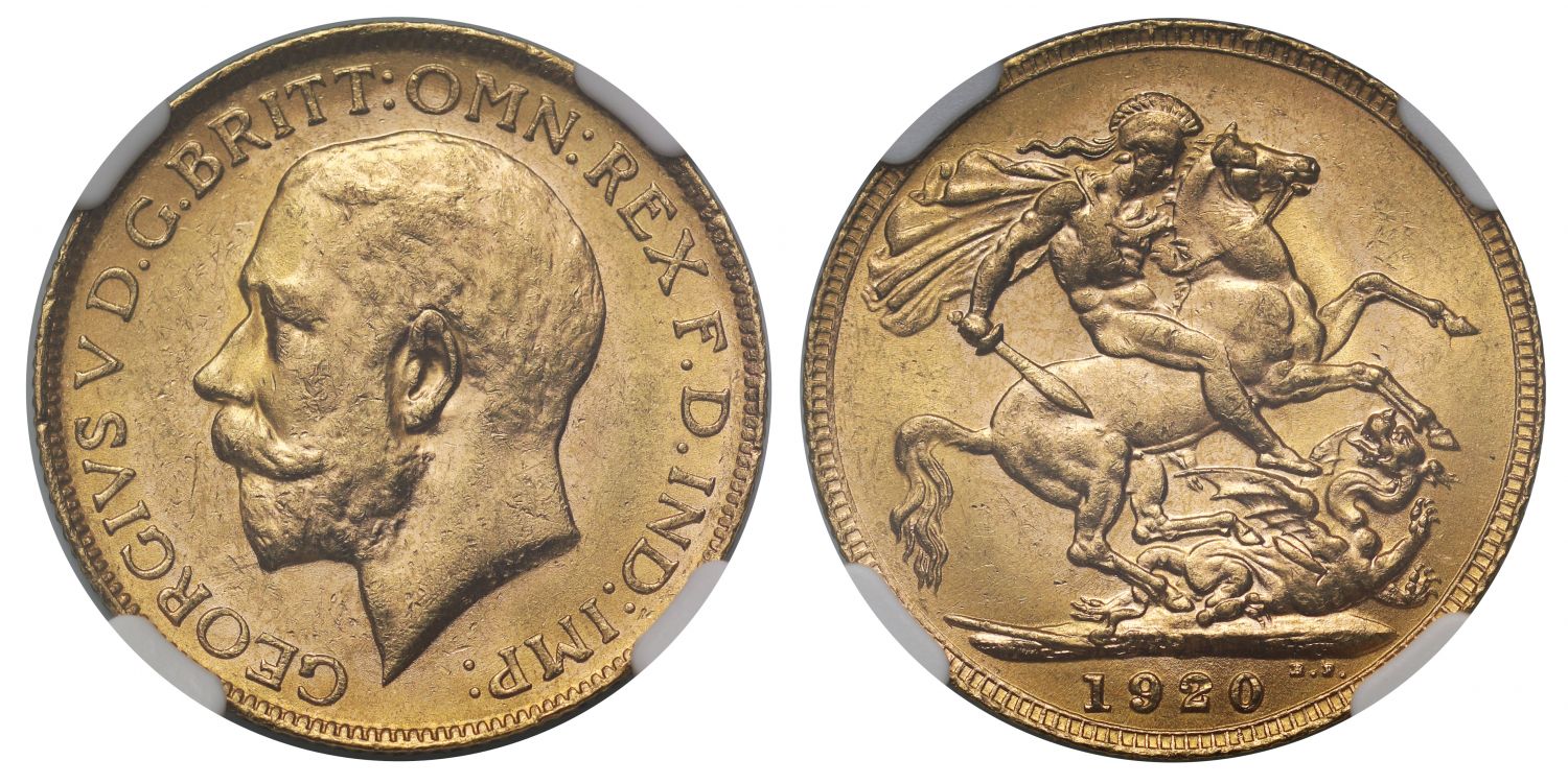 George V 1920 P Sovereign Perth Mint MS61