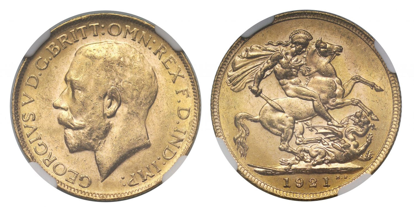George V 1921 P Sovereign Perth Mint MS63