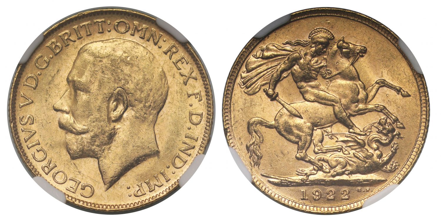 George V 1922-P Sovereign Perth Mint MS62