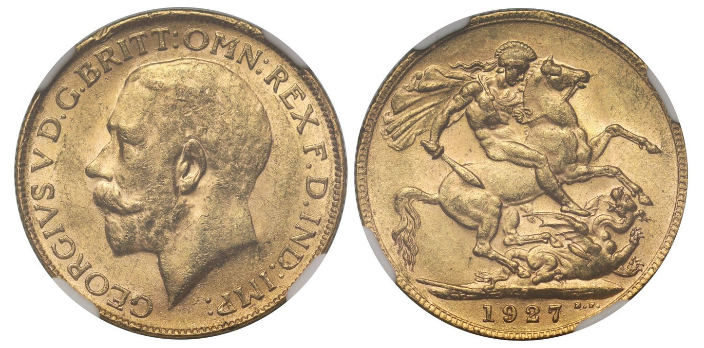 George V 1927-P Sovereign Perth Mint MS61