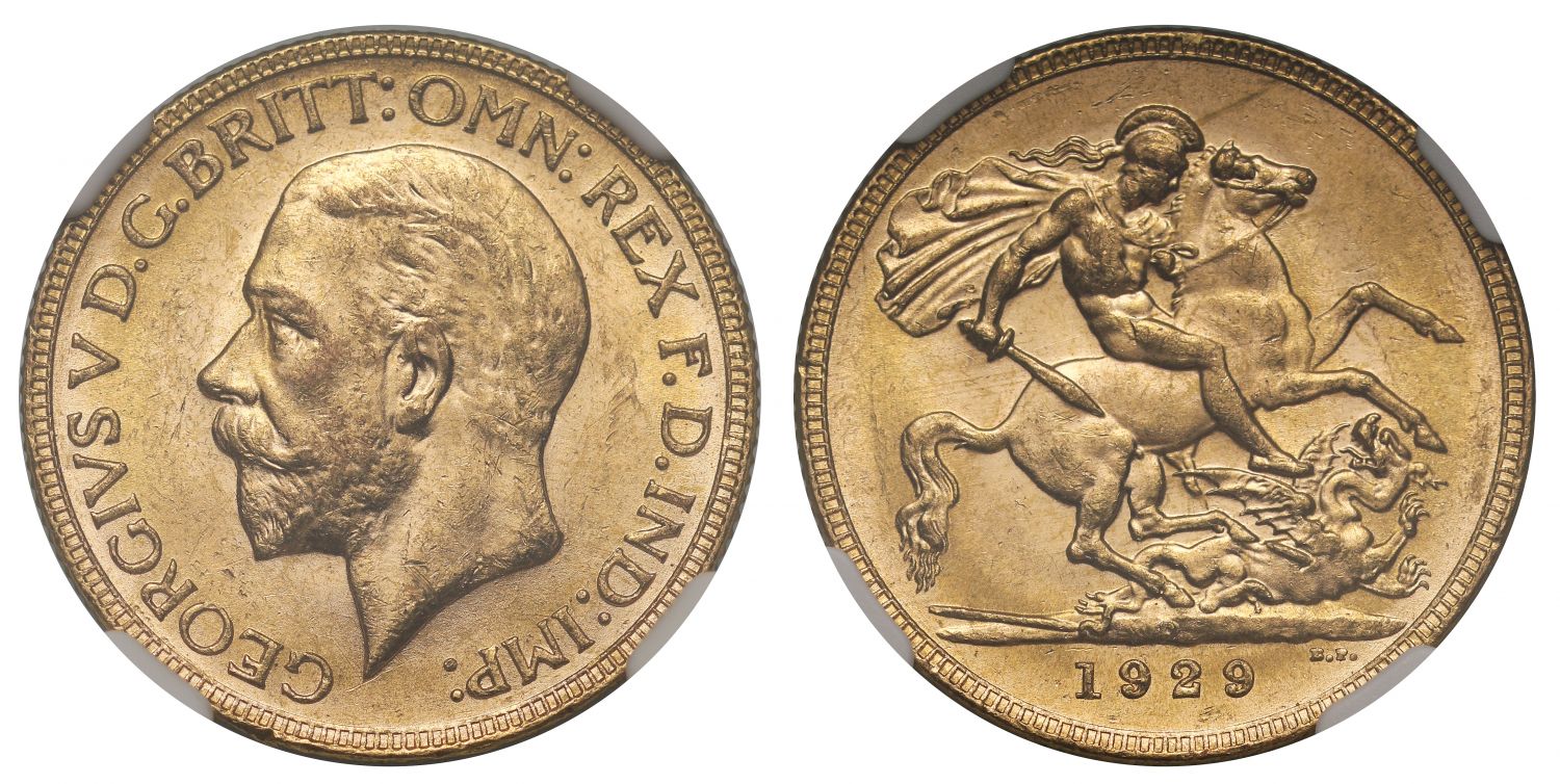 George V 1929-P Sovereign Perth Mint MS62