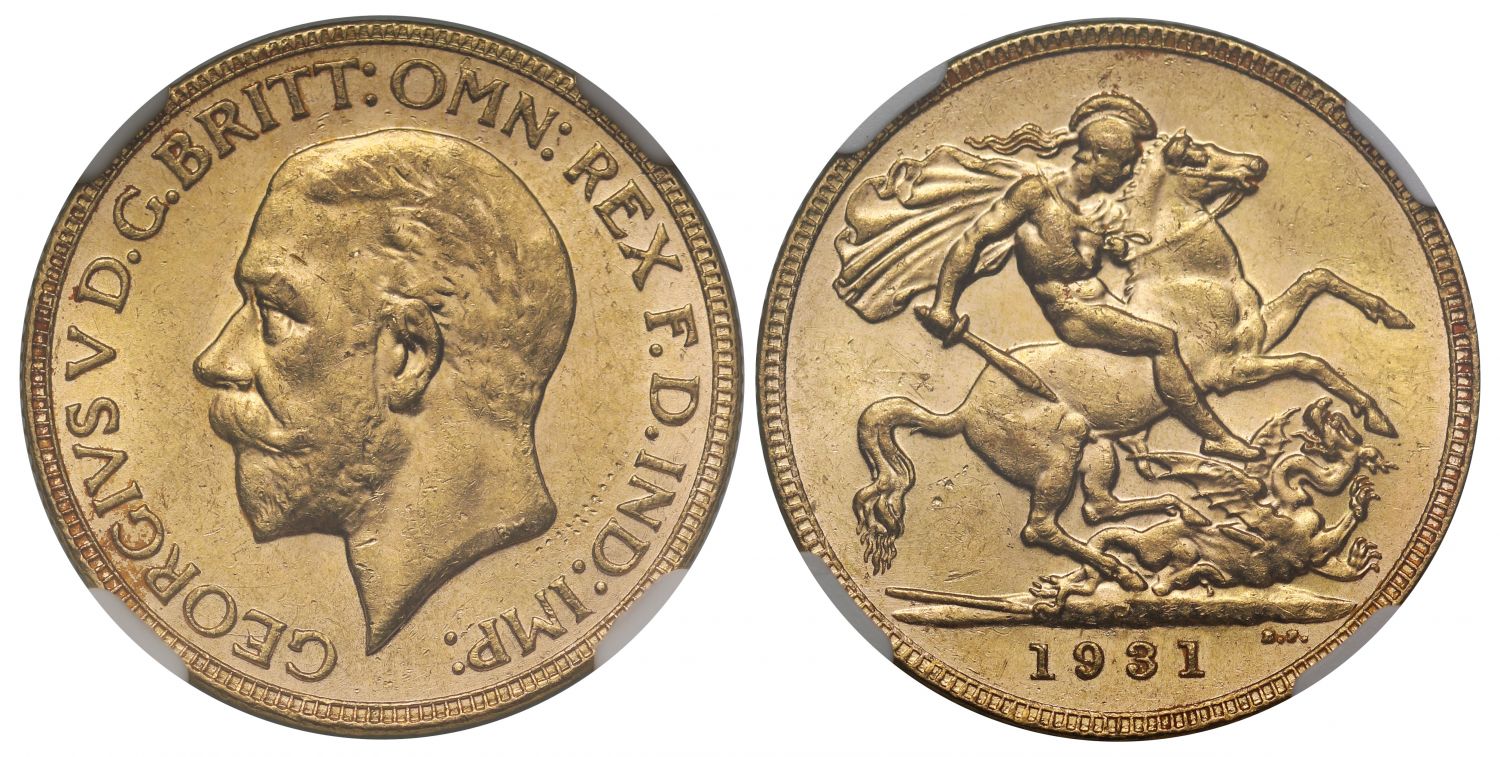 George V 1931-P Sovereign Perth Mint MS62