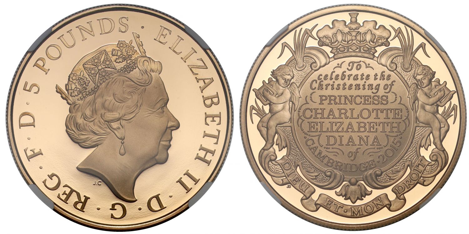 Elizabeth II 2015 PF69 UC Five-Pounds Charlotte Christening