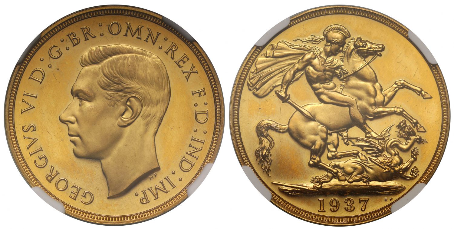 George VI 1937 proof Two-Pounds, PF64 CAMEO