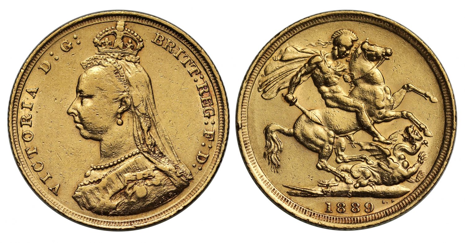 Victoria 1889-S Sydney mint Sovereign, first legend, DISH S11=R3