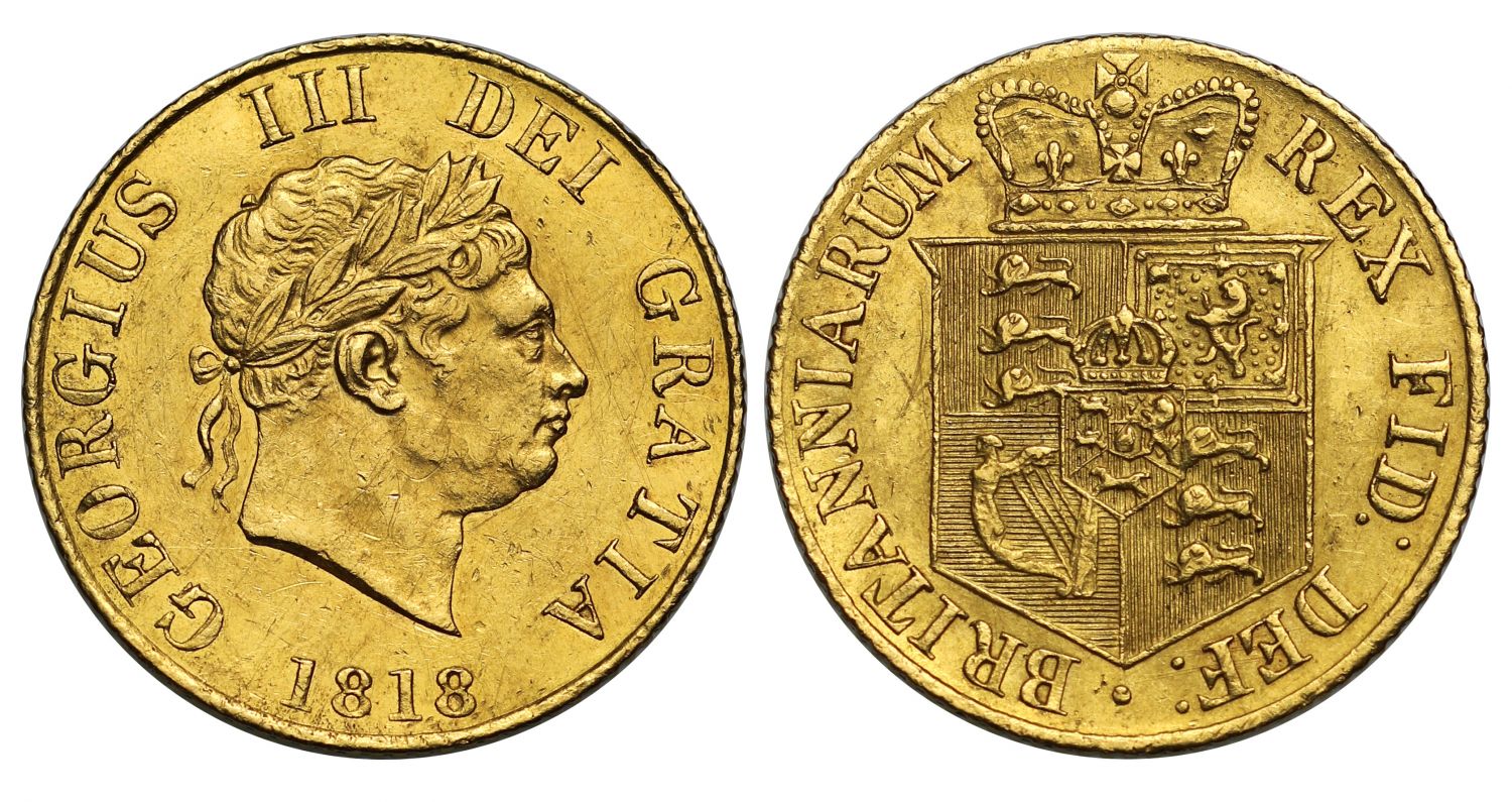 George III 1818 Half-Sovereign, scarce second year of issue