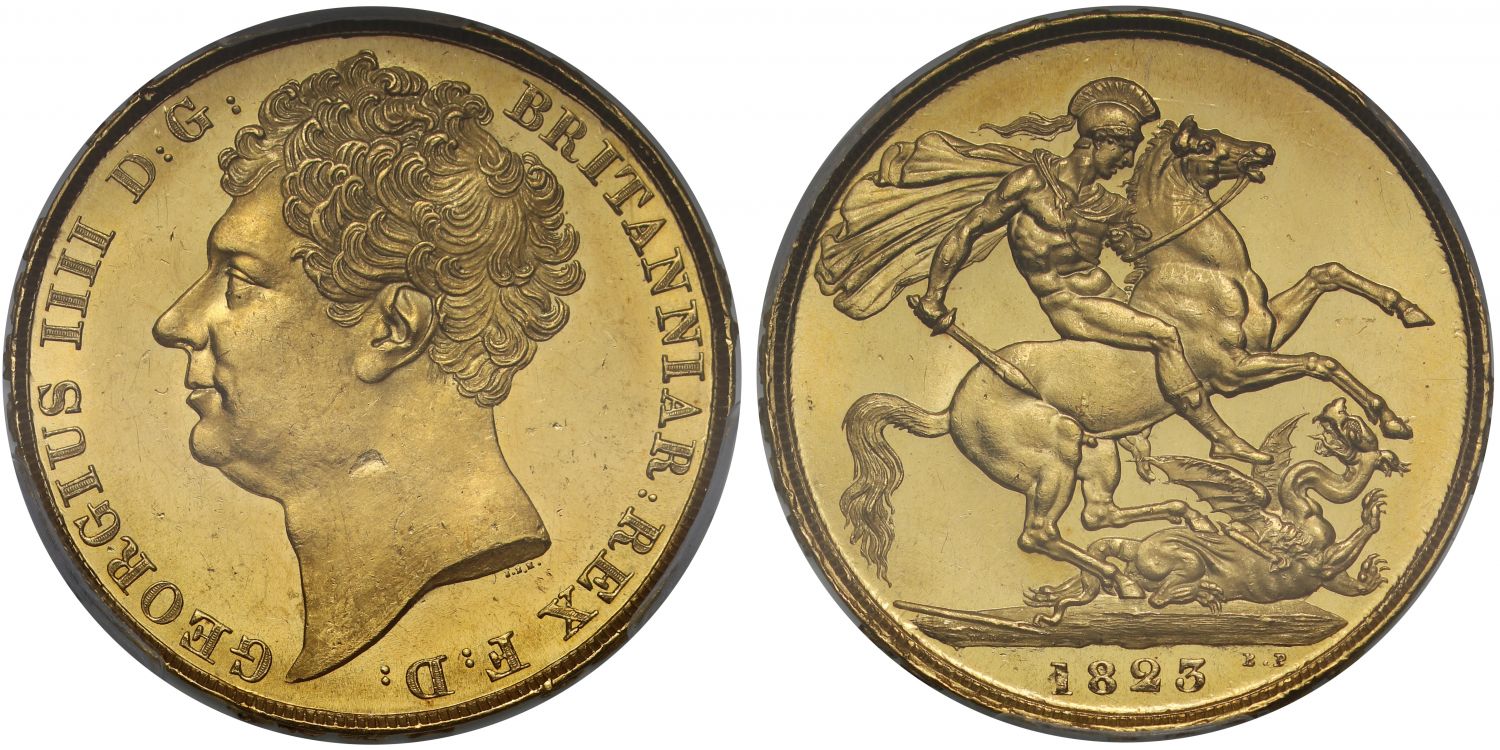 George IV 1823 Two Pounds, one year only type, MS63