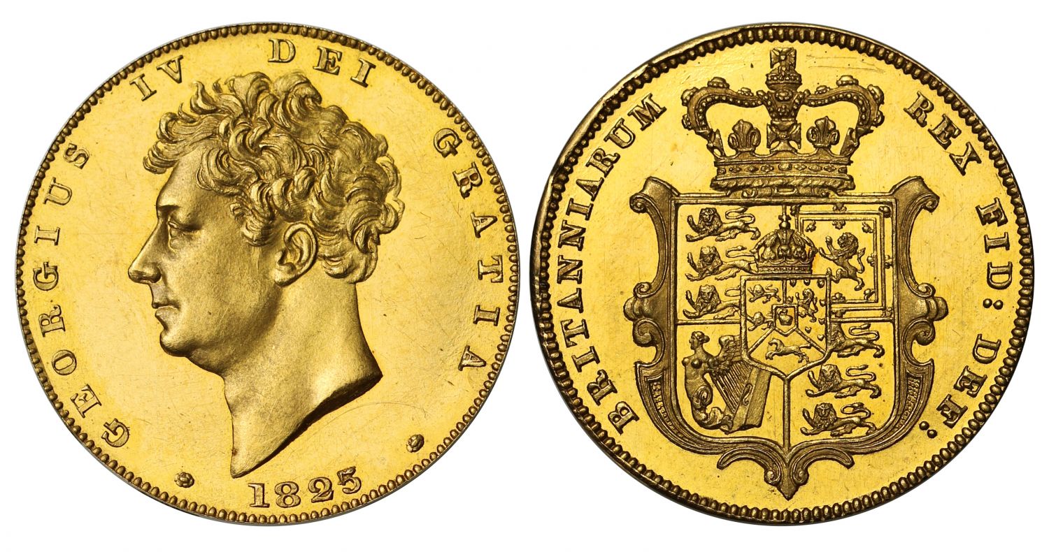 George IV 1825 plain edge proof Half-Sovereign, extremely rare