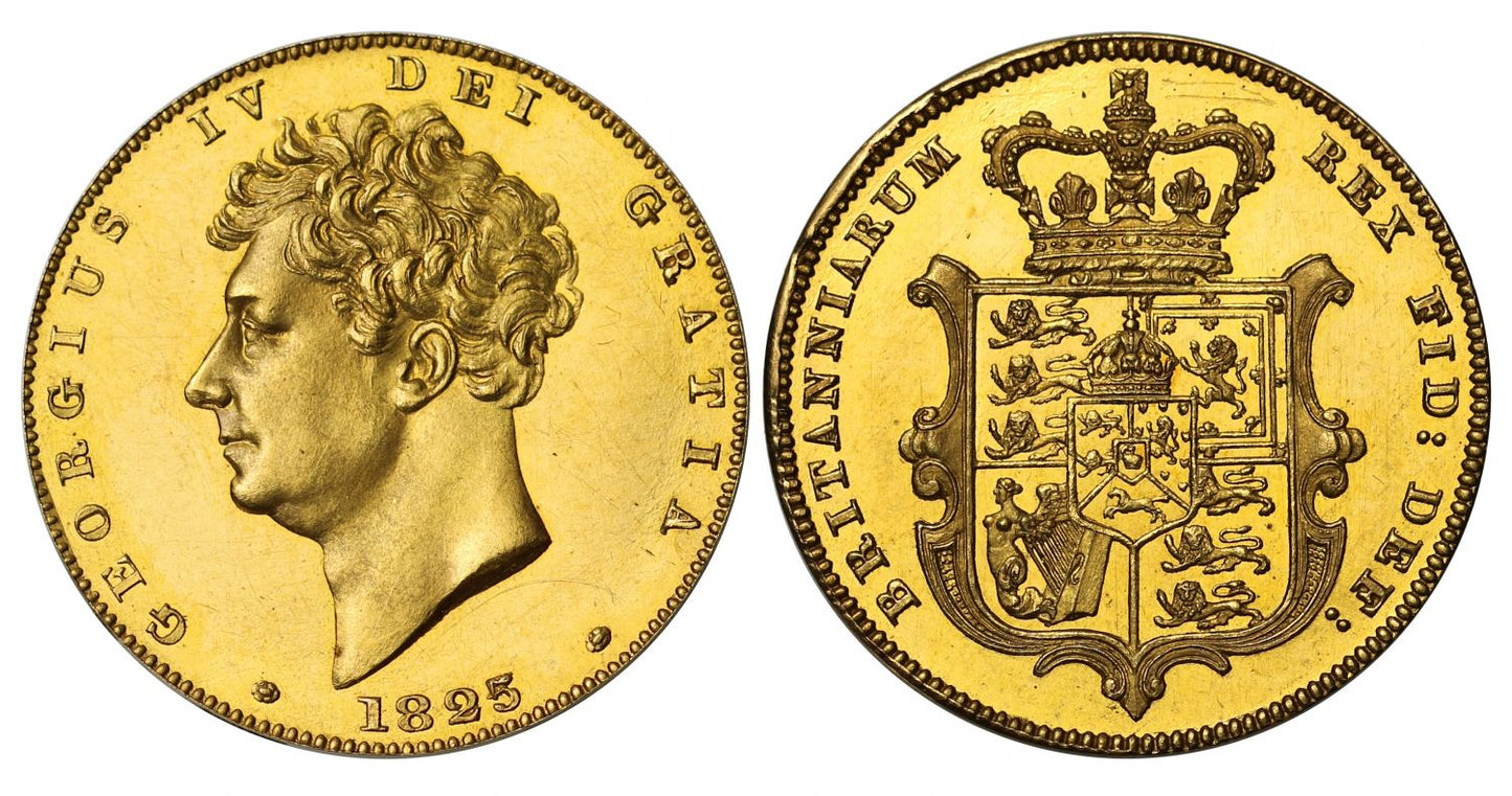 George IV 1825 plain edge proof Half-Sovereign, extremely rare