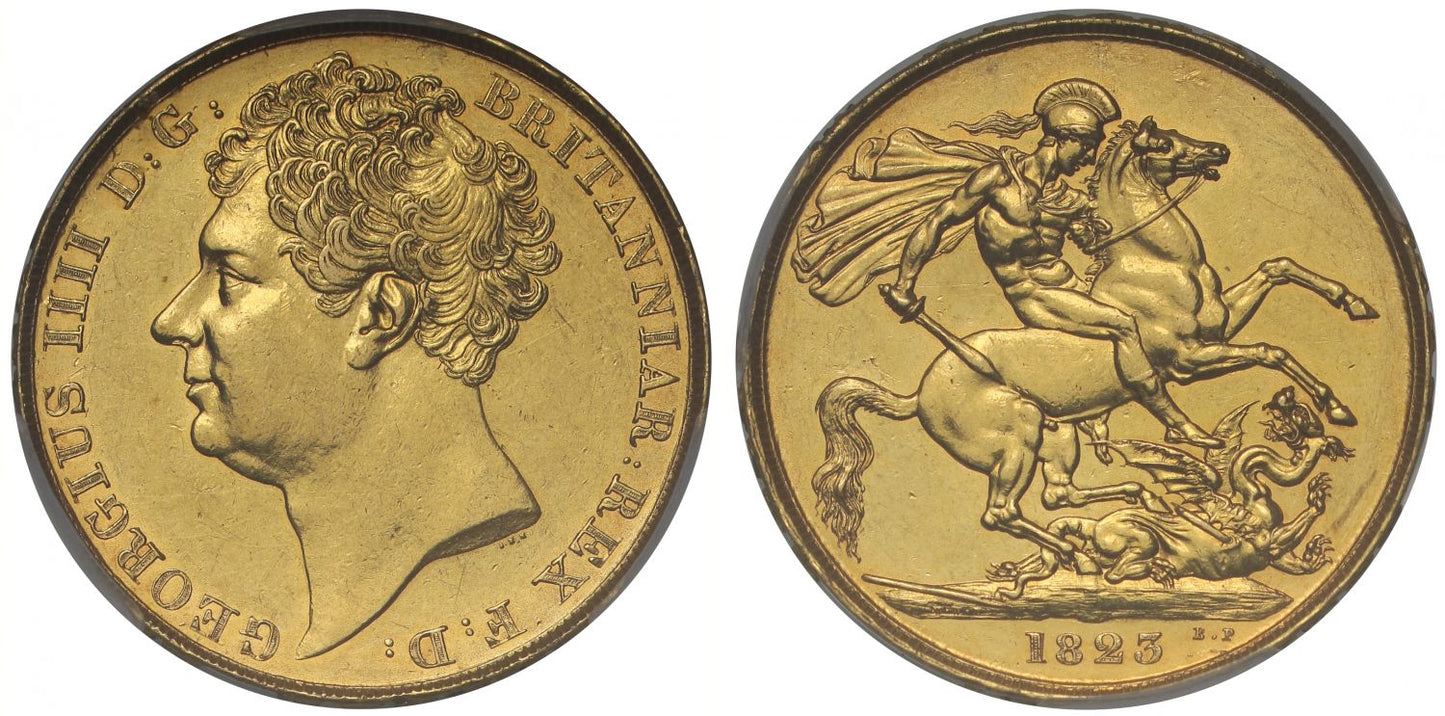 George IV 1823 Two-Pounds, AU Details Cleaned