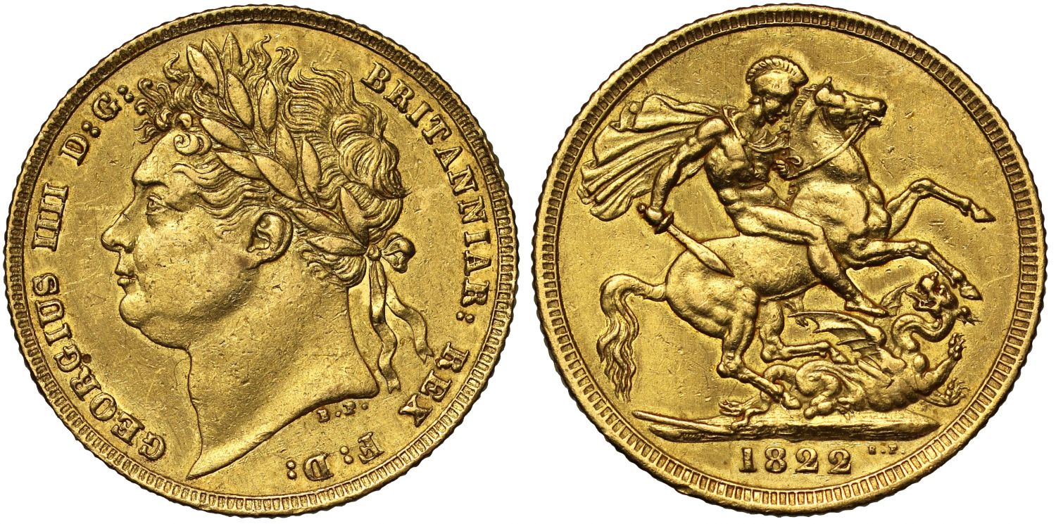 George IV 1822 Sovereign, laureate head