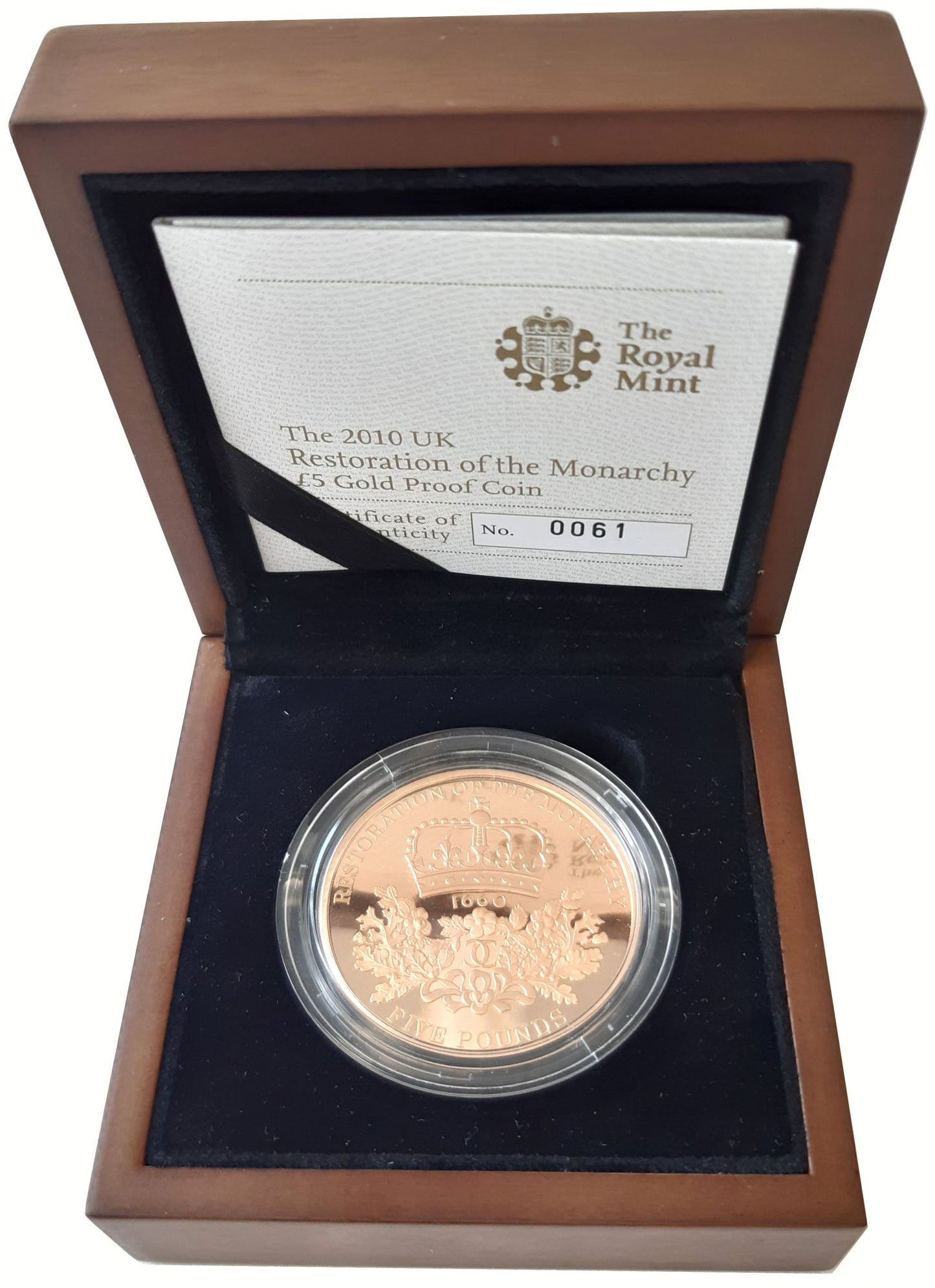 Elizabeth II 2010 proof Five-Pounds Restoration of the Monarchy