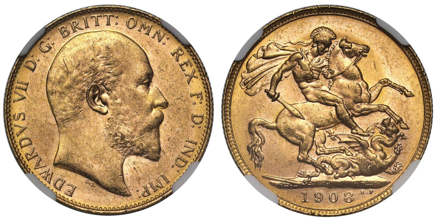 Edward VII 1908-P Sovereign Perth Mint MS62