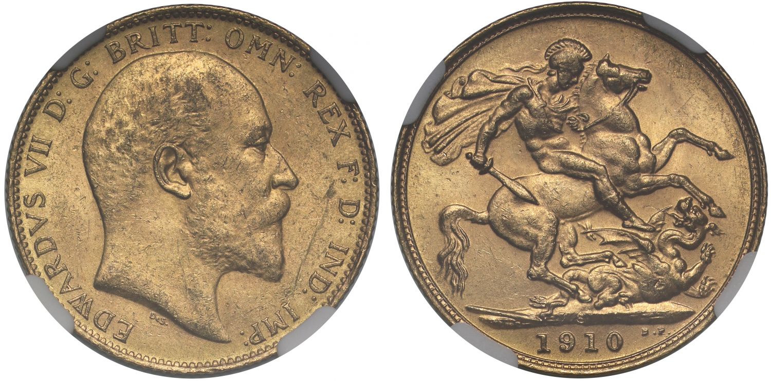 Edward VII 1910-S Sovereign Sydney Mint MS61