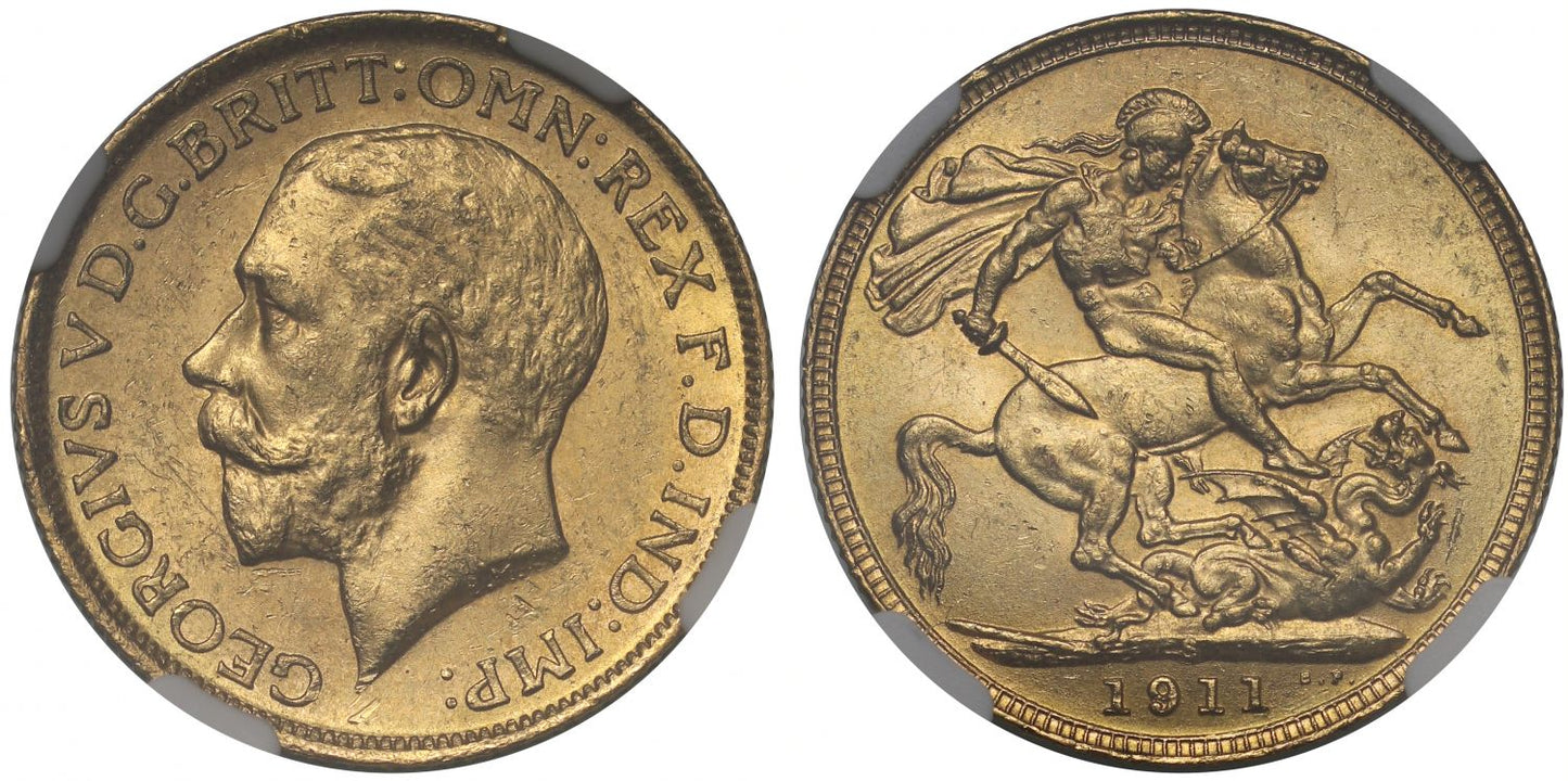George V 1911 S Sovereign Sydney Mint MS63
