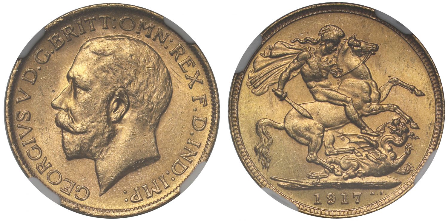 George V 1917 S Sovereign Sydney Mint MS63