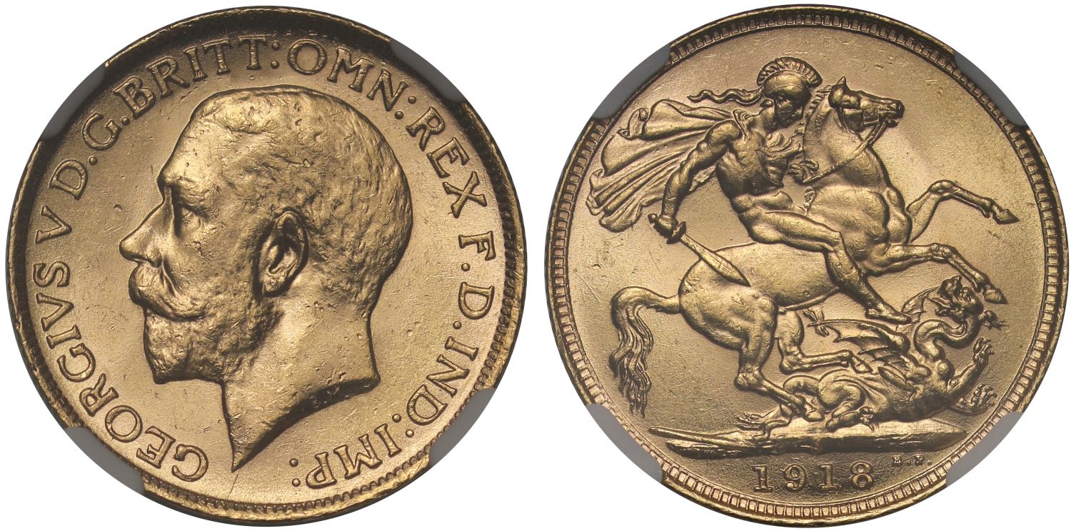 George V 1918-S Sovereign Sydney Mint MS63