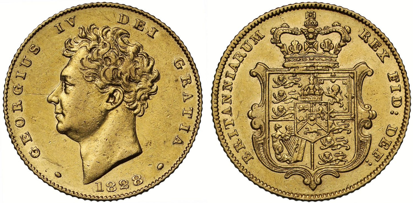 George IV 1828 Half-Sovereign, without tuft of hair