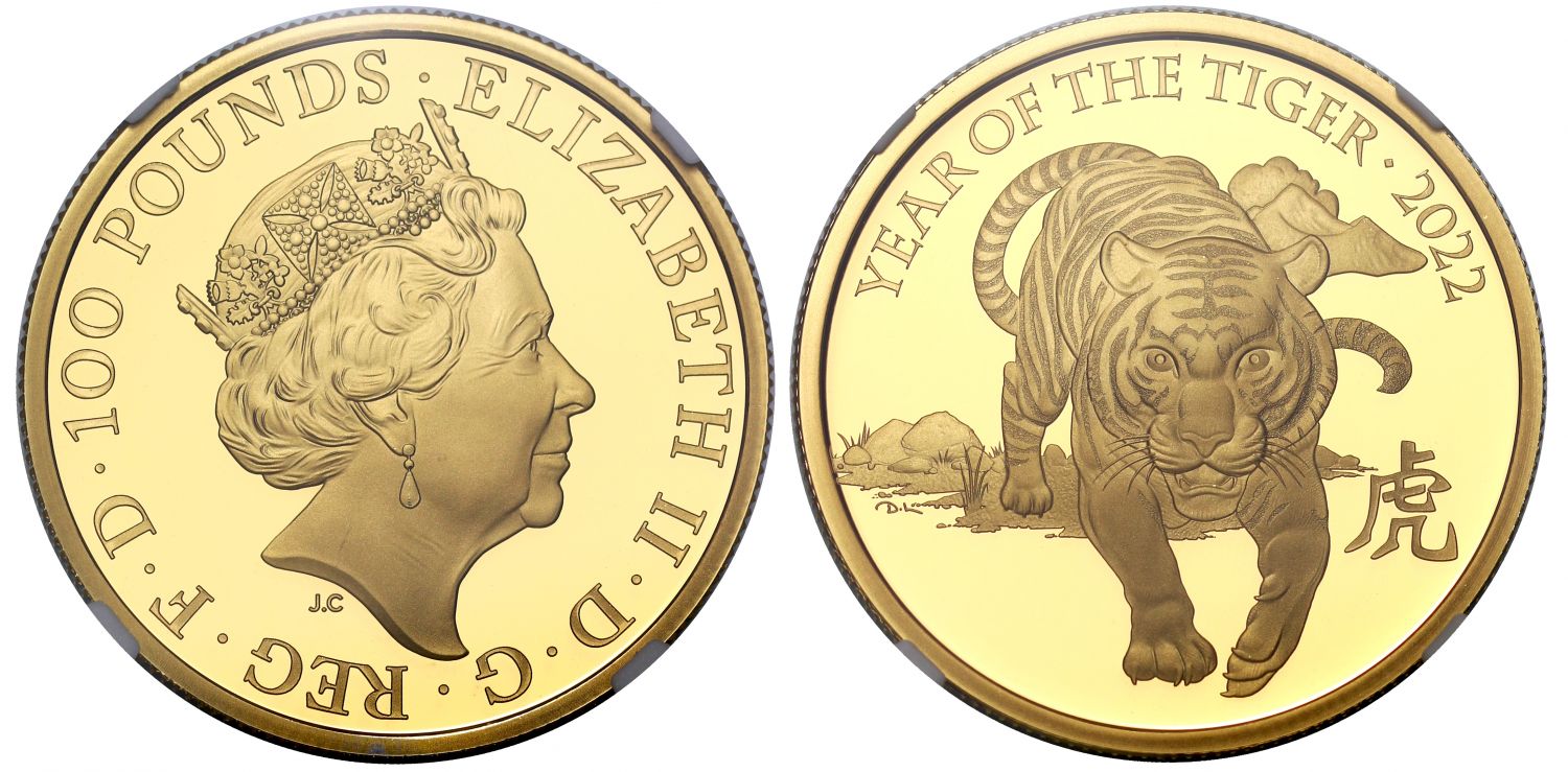 QEII 2022 PF70 UC FR gold 1oz Year of the Tiger