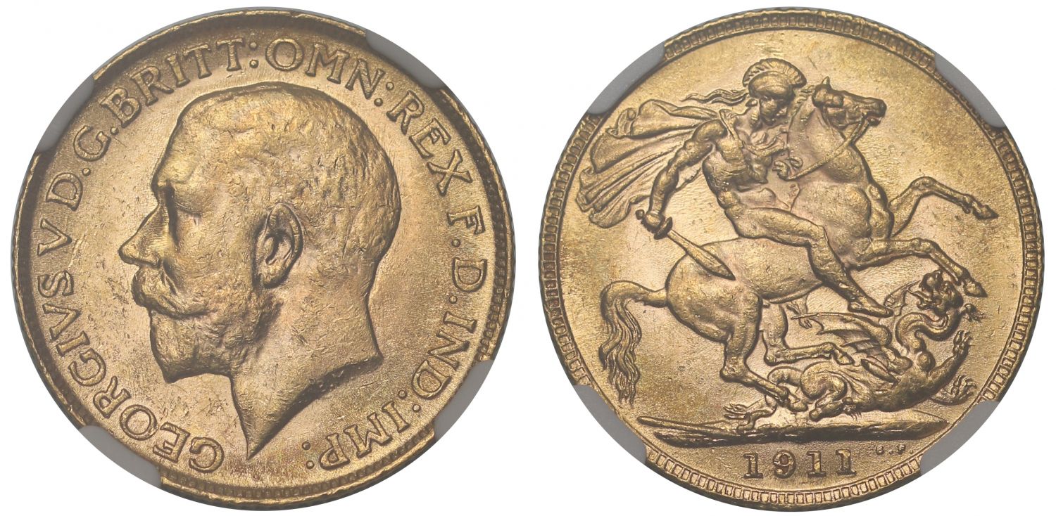 George V 1911 Sovereign MS62