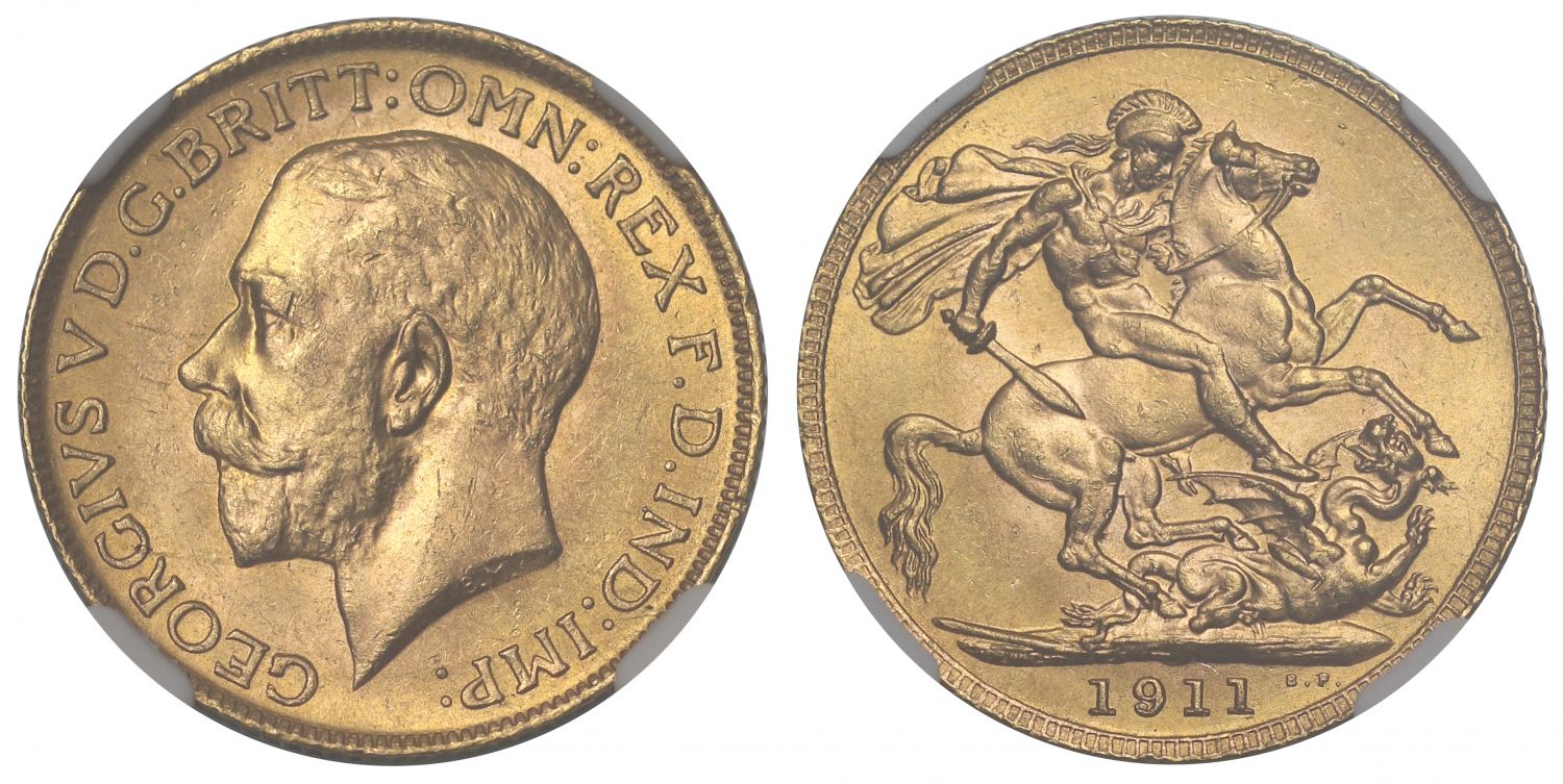 George V 1911 Sovereign MS64