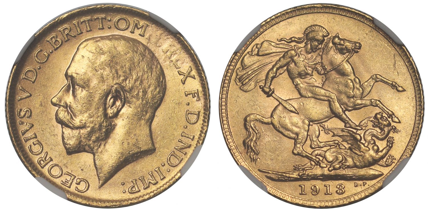 George V 1913 Sovereign MS62