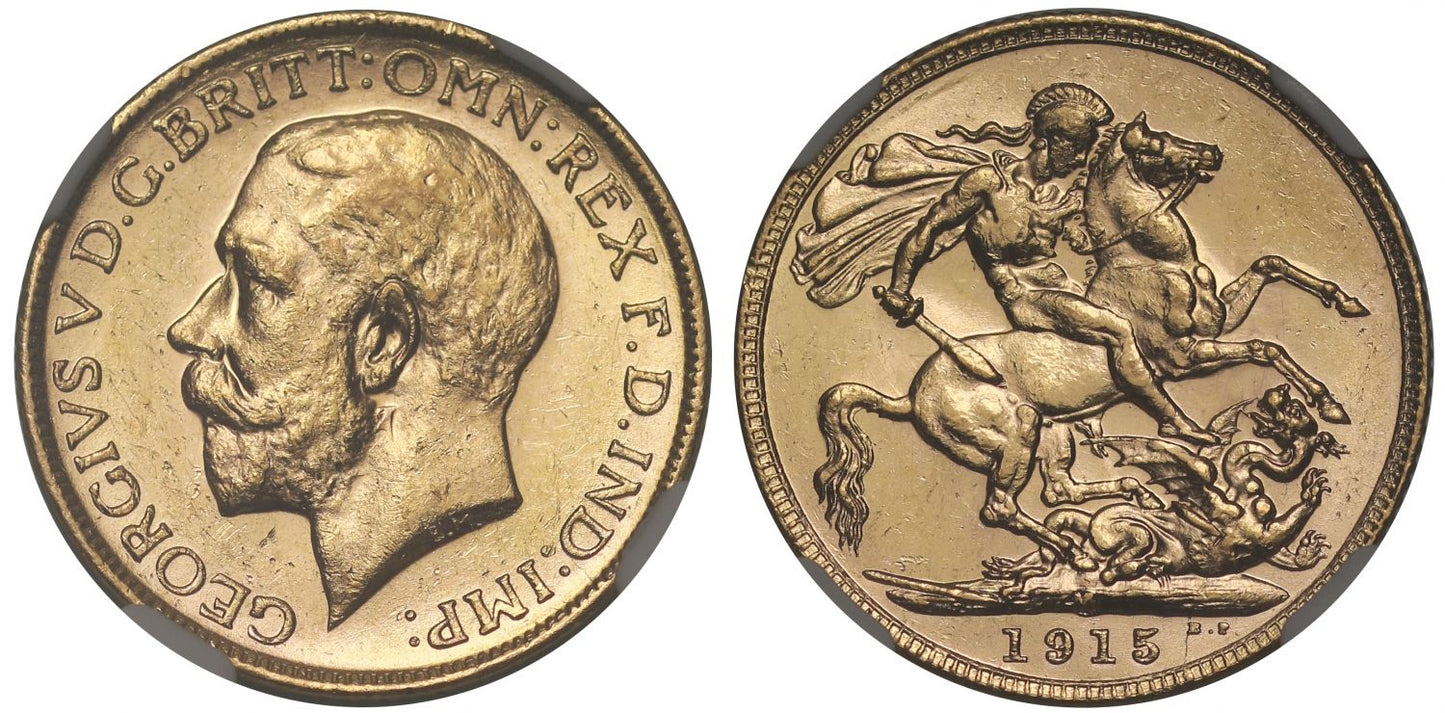 George V 1915-M Sovereign Melbourne Mint MS63