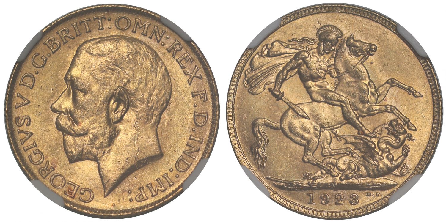 George V 1923-M Sovereign Melbourne Mint MS63