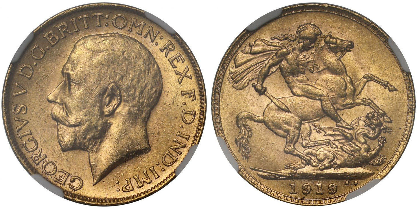 George V 1919-P Sovereign Perth Mint MS62+