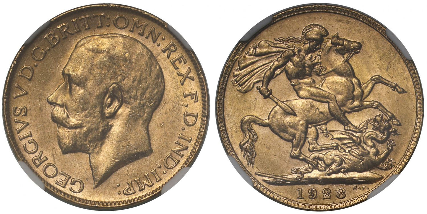 George V 1928-P Sovereign Perth Mint MS62