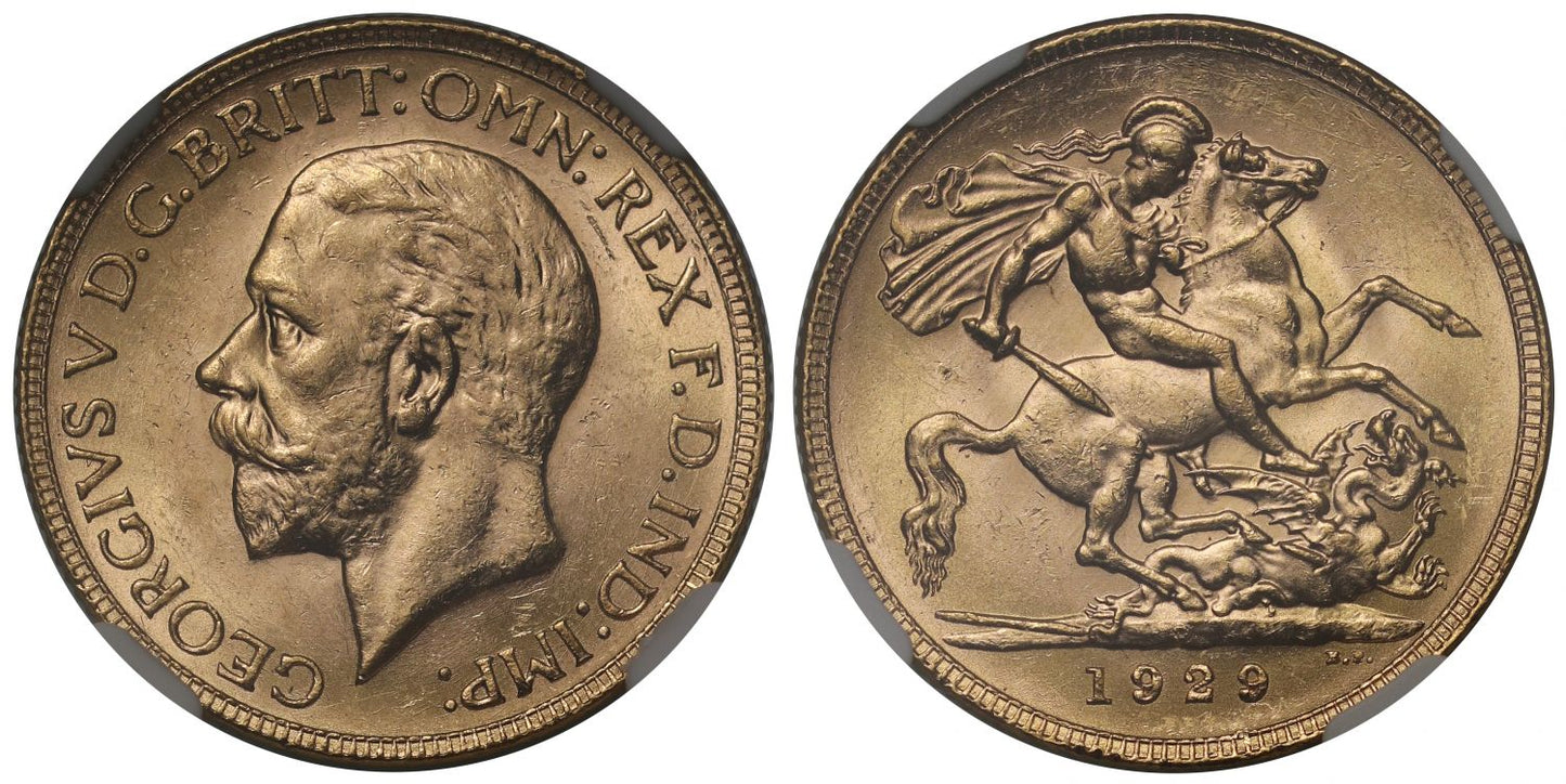 George V 1929-P Sovereign Perth Mint MS62
