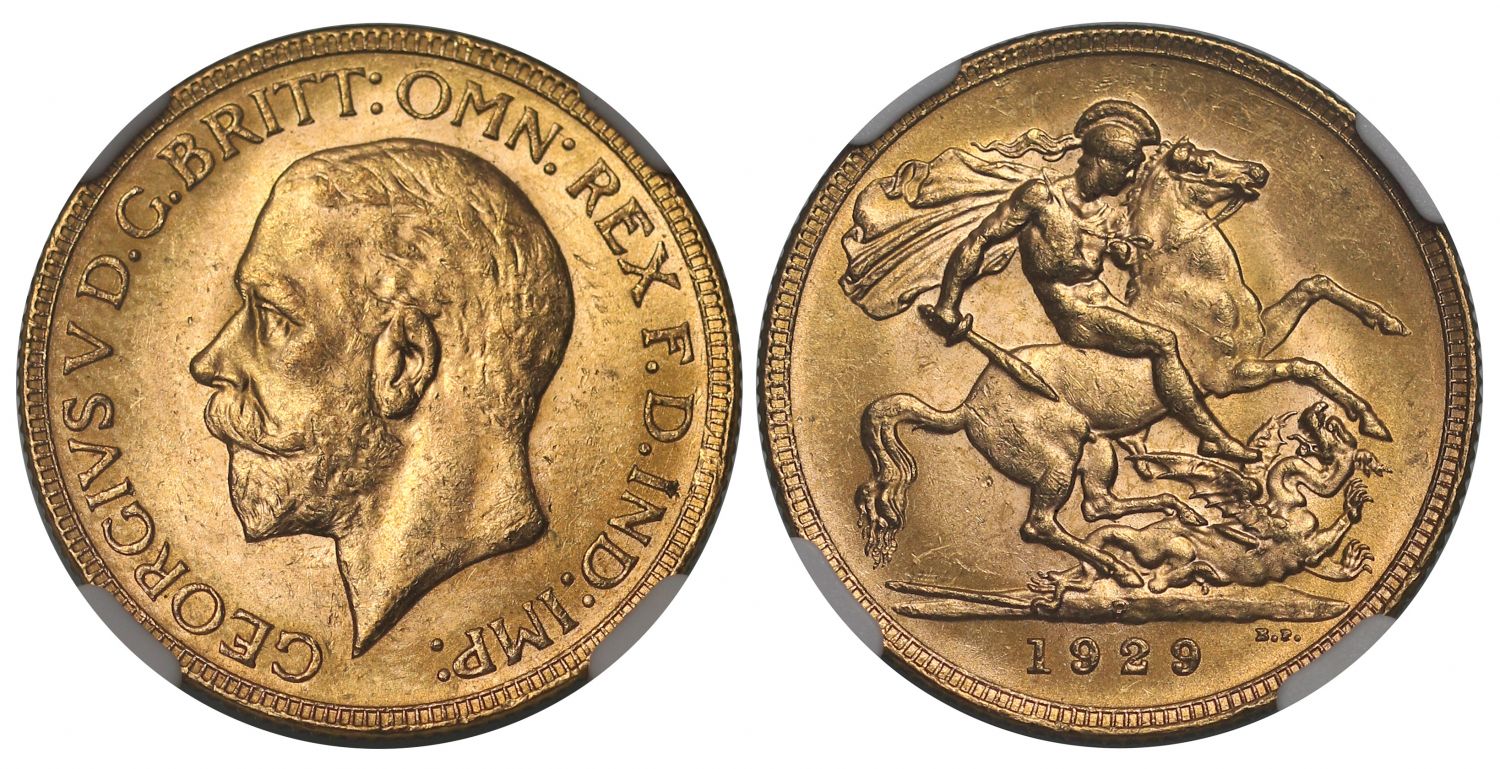 George V 1929-P Sovereign Perth Mint MS63