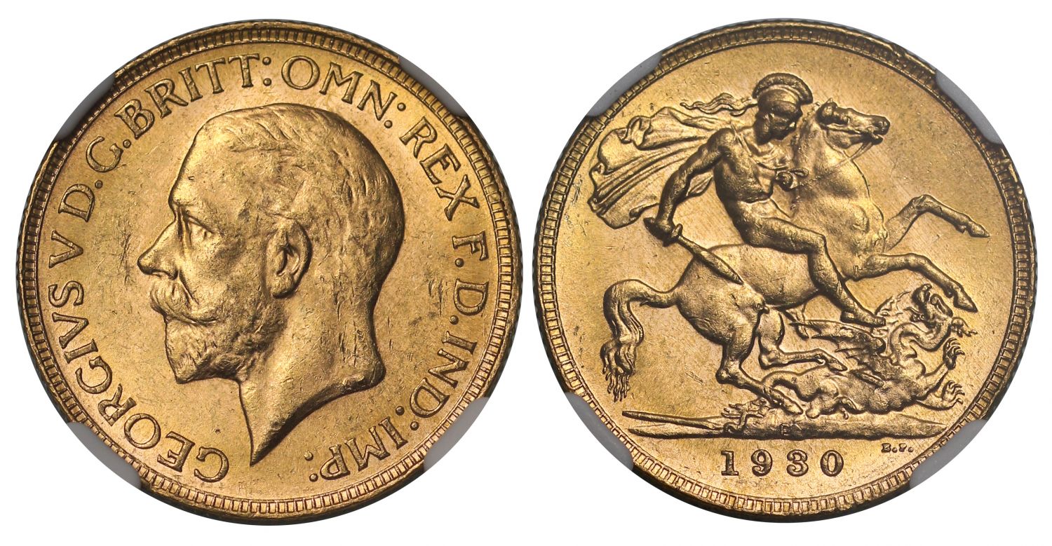 George V 1930-P Sovereign Perth Mint MS62