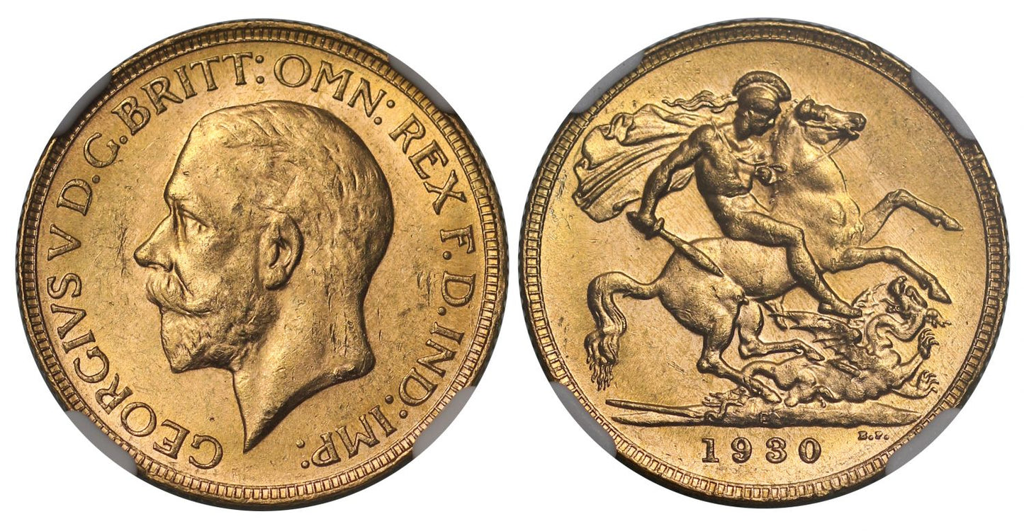 George V 1930-P Sovereign Perth Mint MS62
