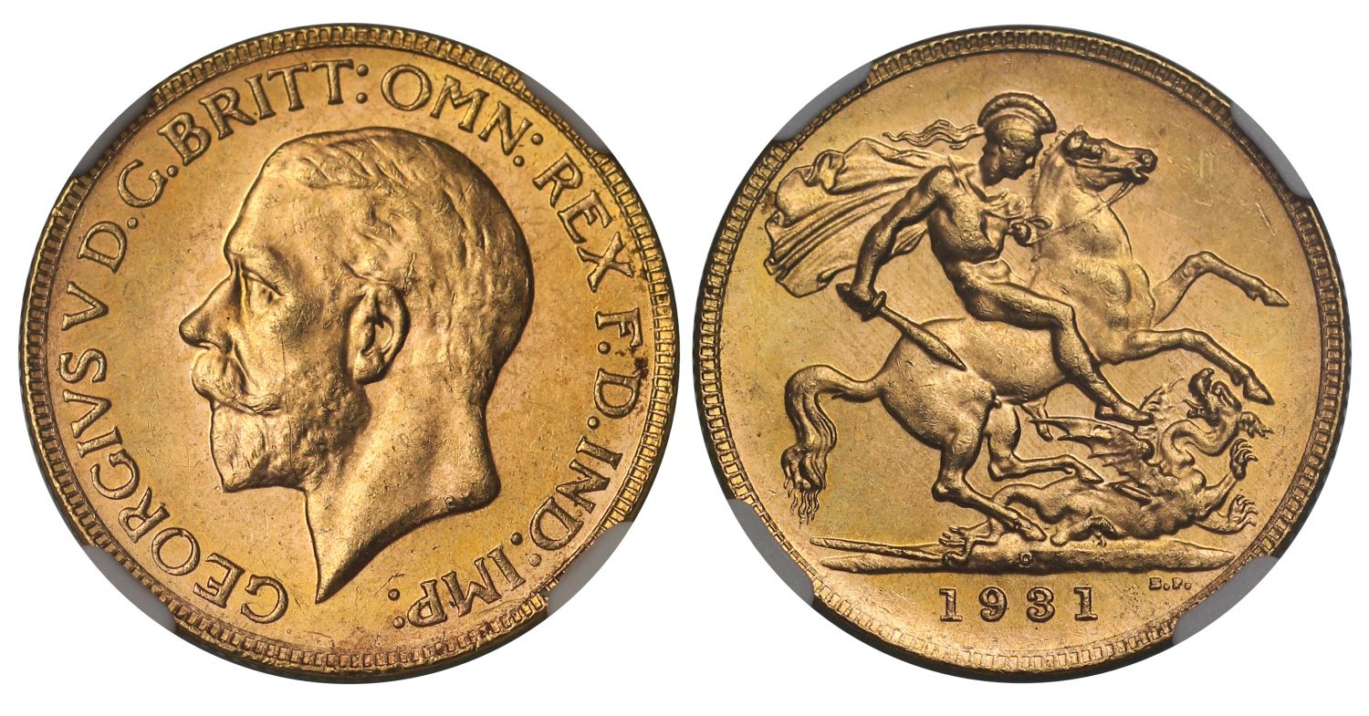 George V 1931-P Sovereign Perth Mint MS64+
