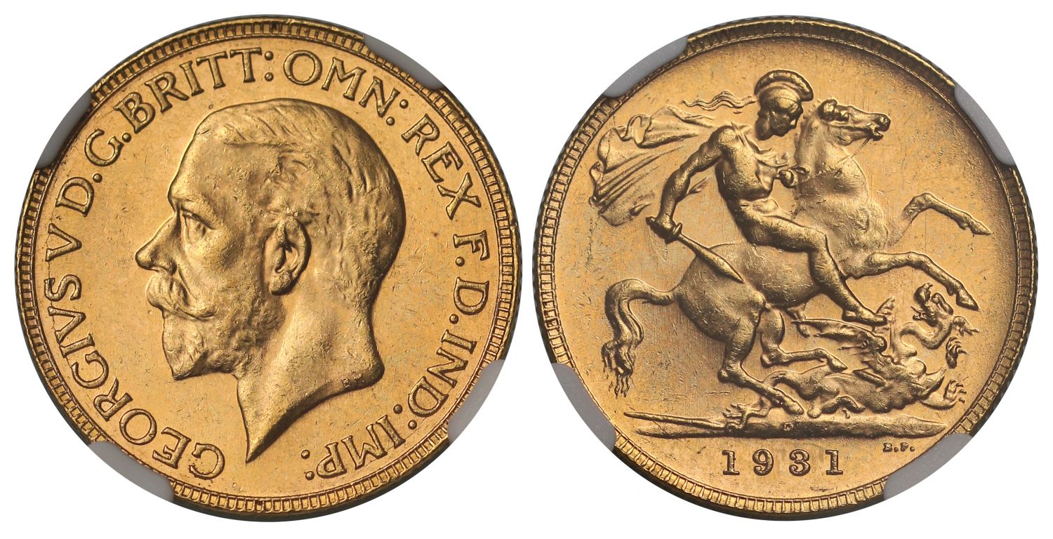 George V 1931-P Sovereign Perth Mint MS64*