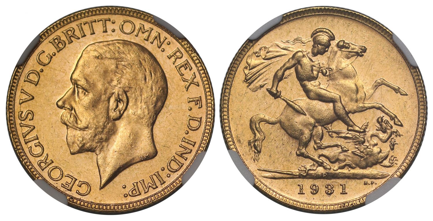 George V 1931-P Sovereign Perth Mint MS65