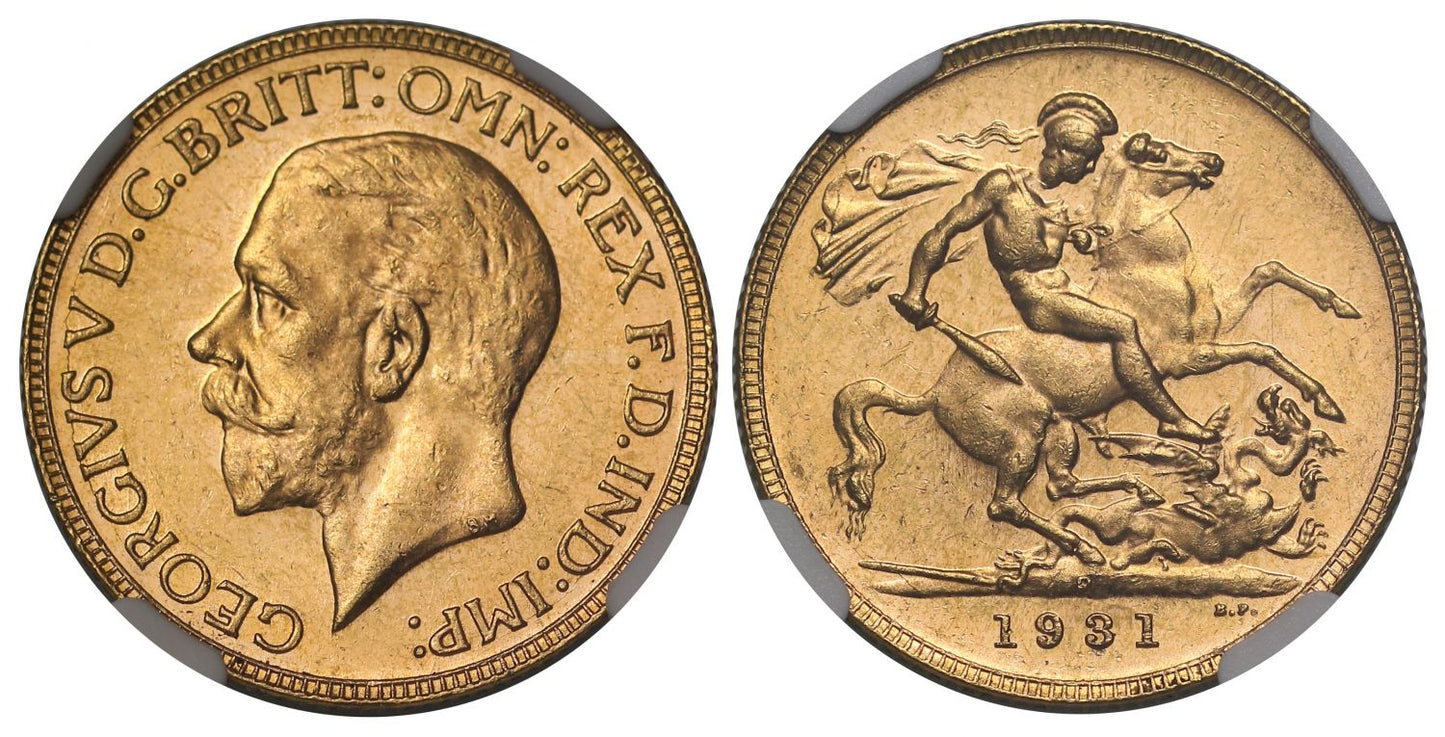 George V 1931-P Sovereign Perth Mint MS65