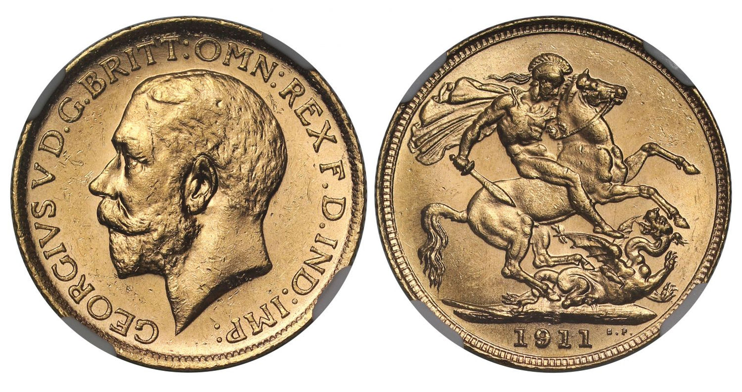 George V 1911-S Sovereign Sydney Mint MS62+