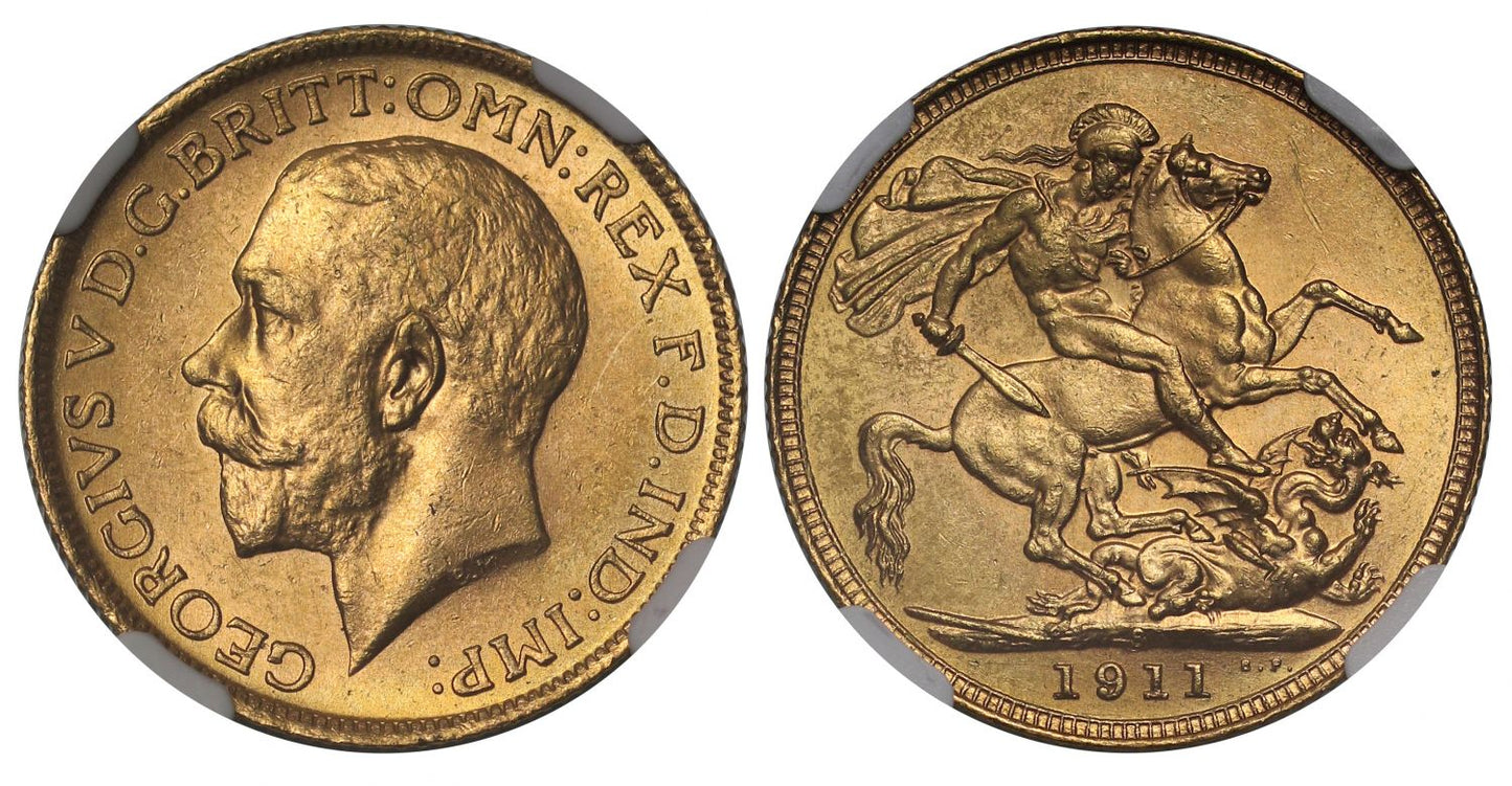 George V 1911-S Sovereign Sydney Mint MS63