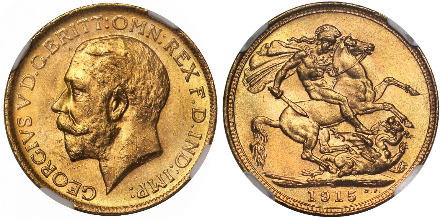 George V 1915-S Sovereign Sydney Mint MS63
