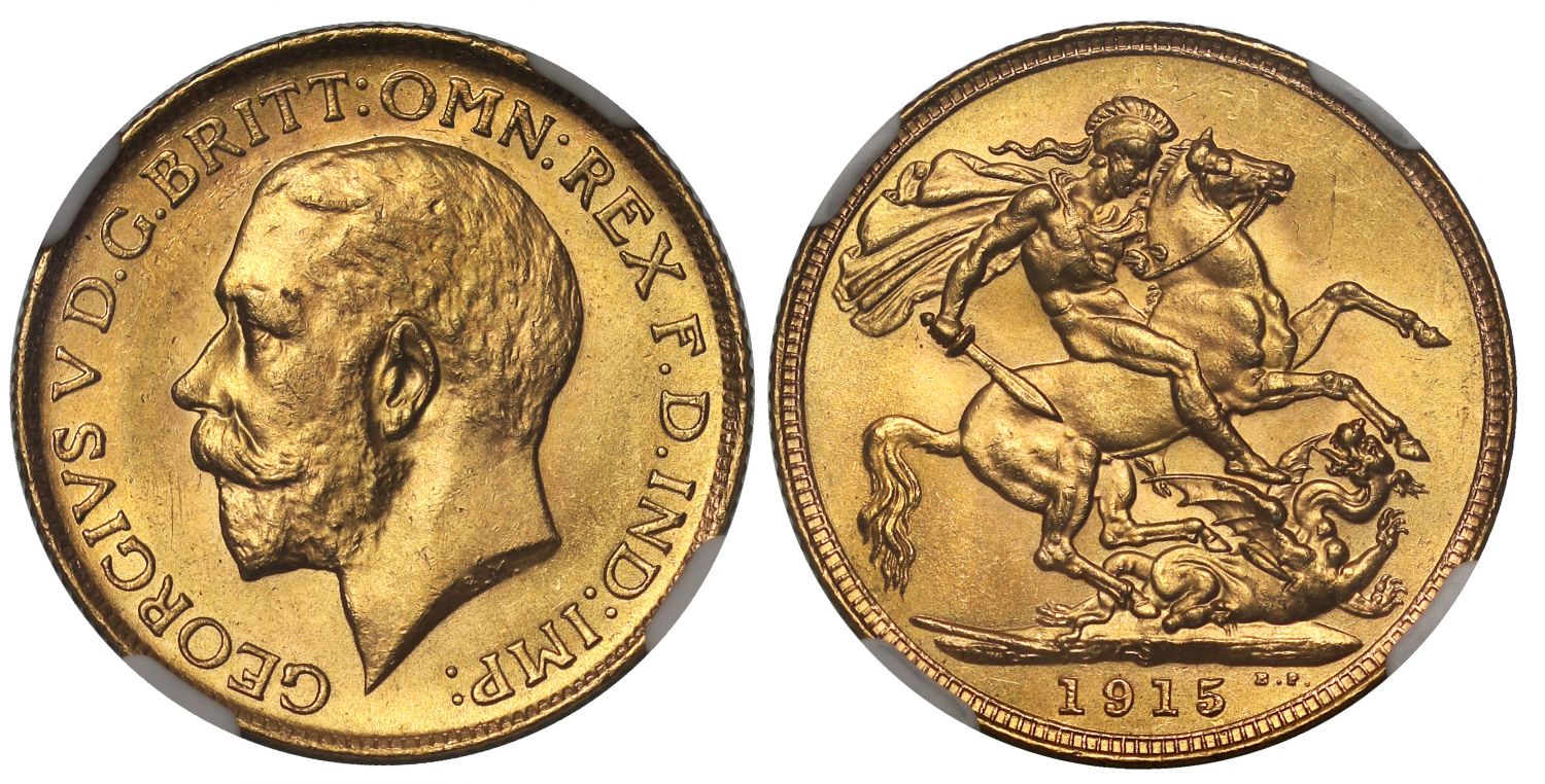 George V 1915 S Sovereign Sydney Mint MS64