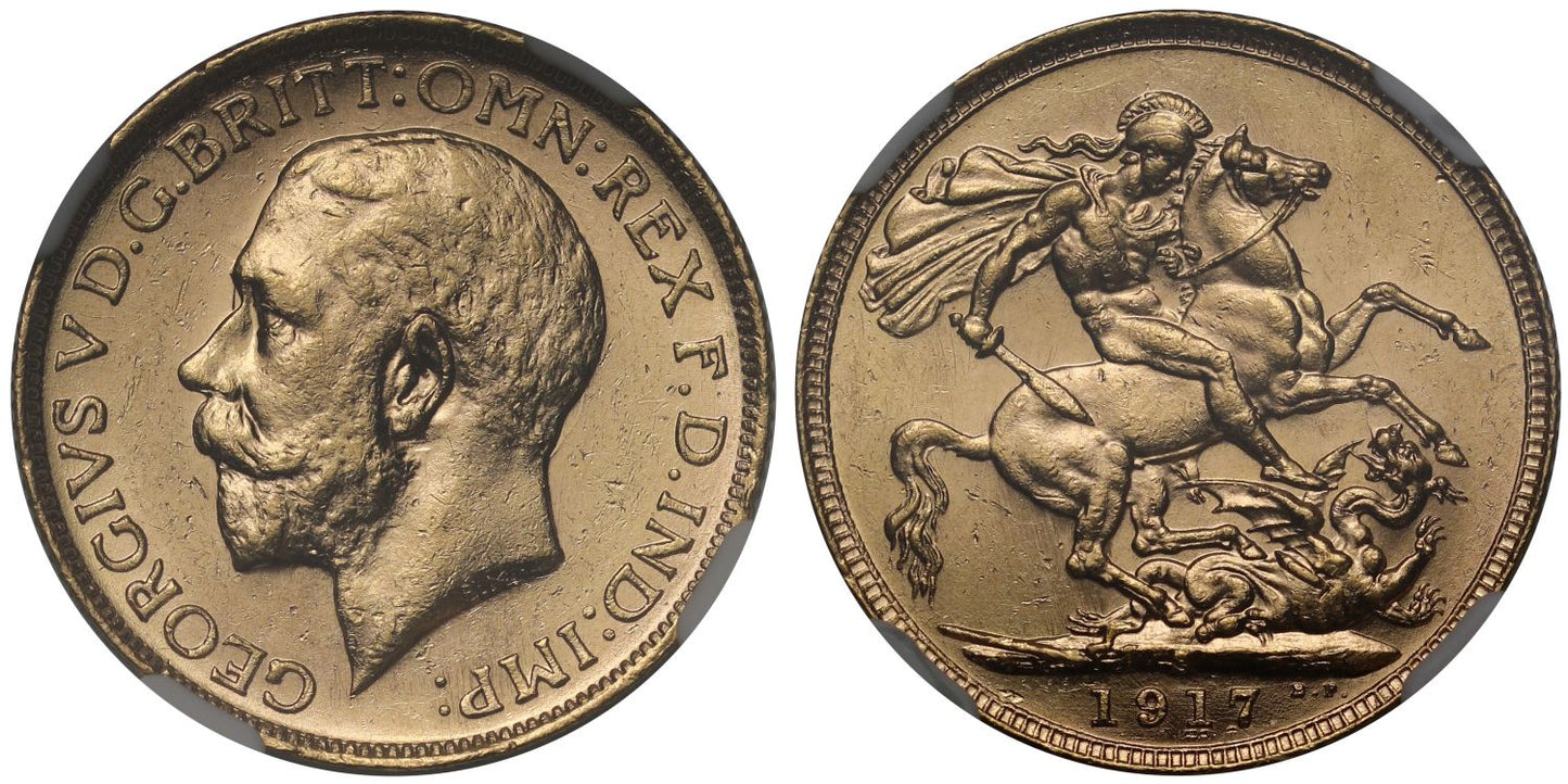 George V 1917-S Sovereign Sydney Mint MS62