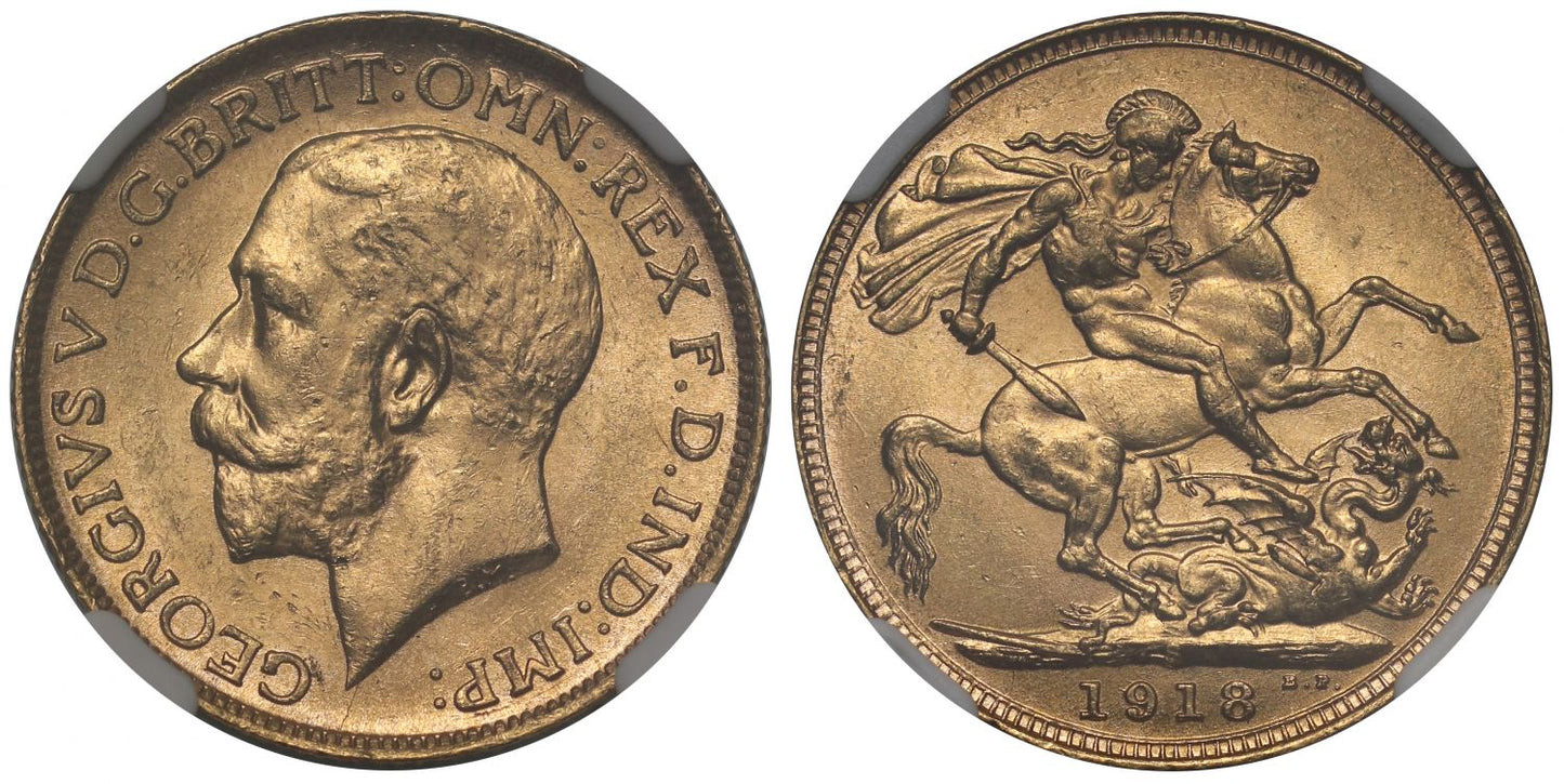 George V 1918-S Sovereign Sydney Mint MS63