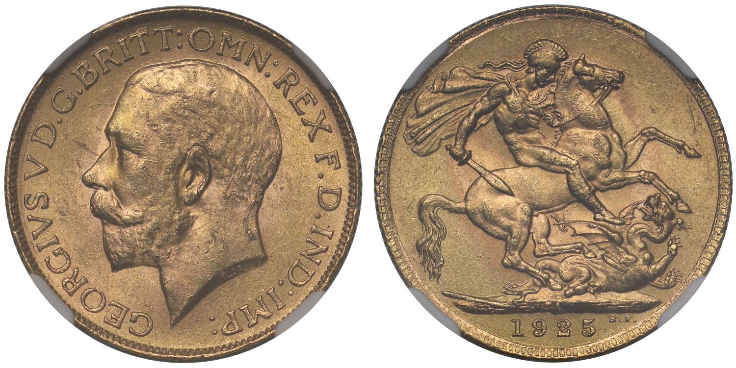 George V 1925-SA Sovereign Pretoria Mint NGC MS63