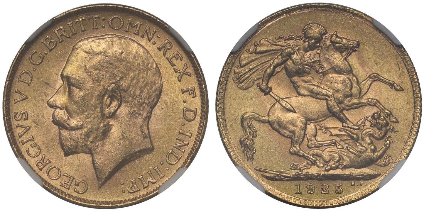 George V 1925-SA Sovereign Pretoria Mint MS63