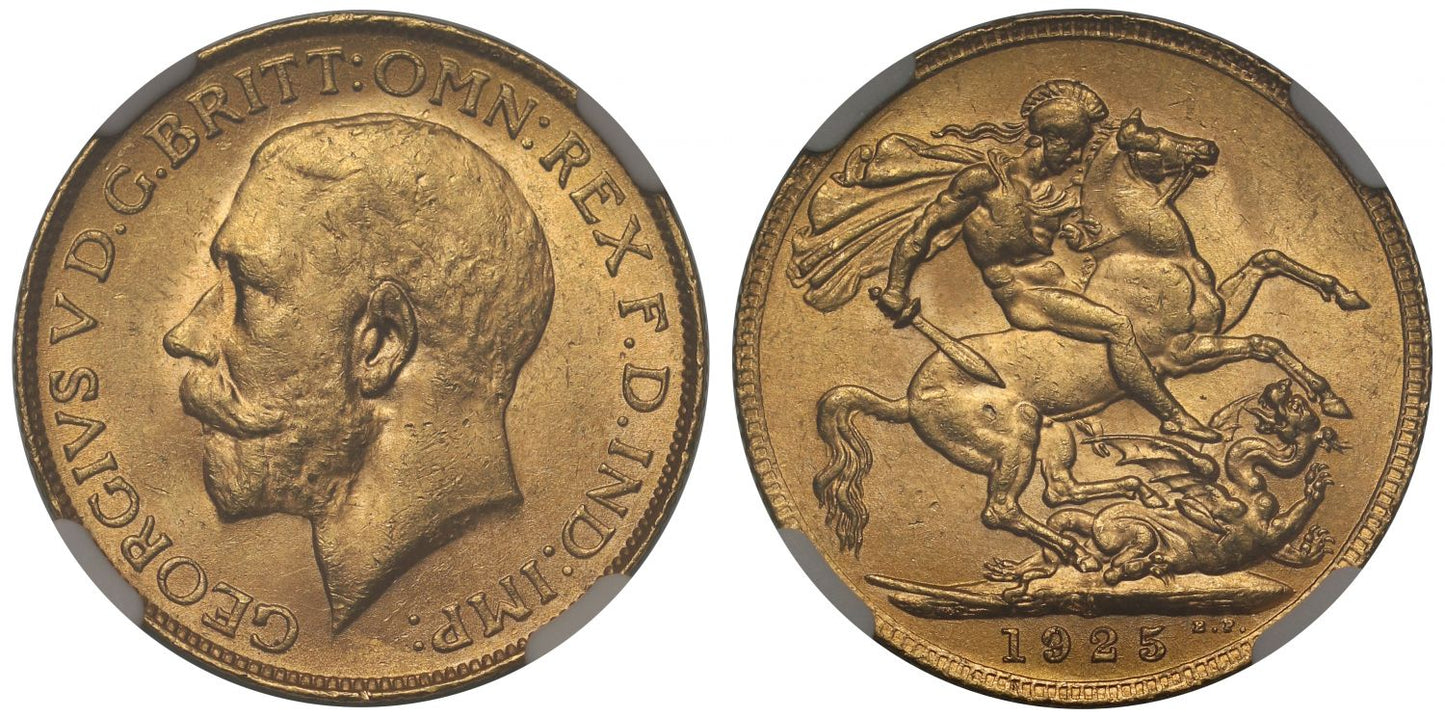 George V 1925-SA Sovereign Pretoria Mint MS63+