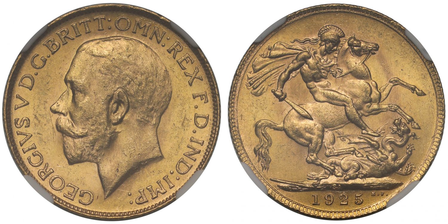 George V 1925-SA Sovereign Pretoria Mint MS64