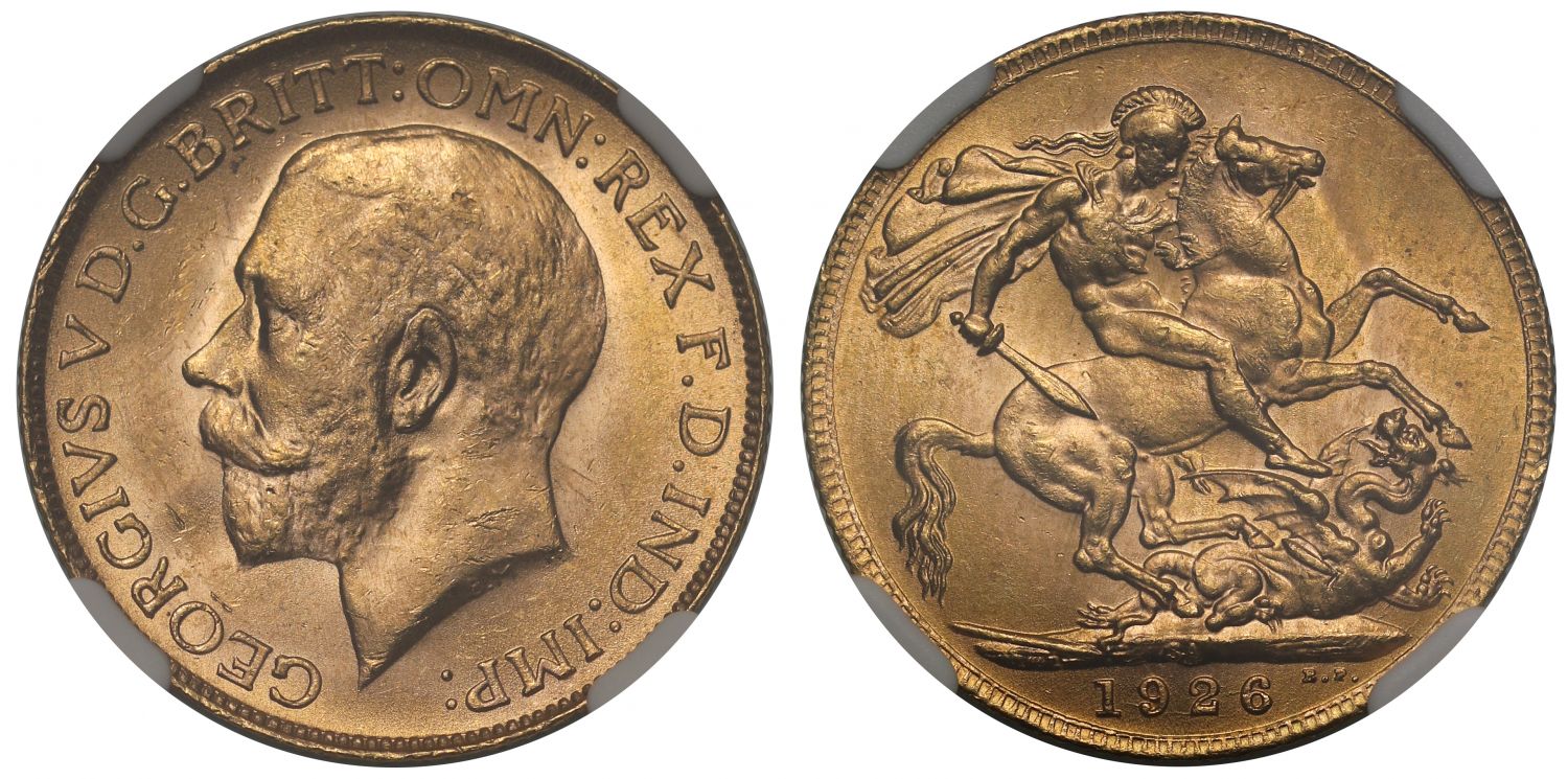 George V 1926-SA Sovereign, Pretoria, MS63+