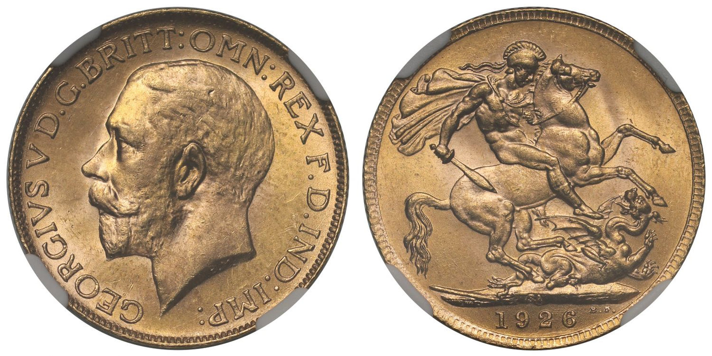 George V 1926-SA Sovereign Pretoria Mint MS65